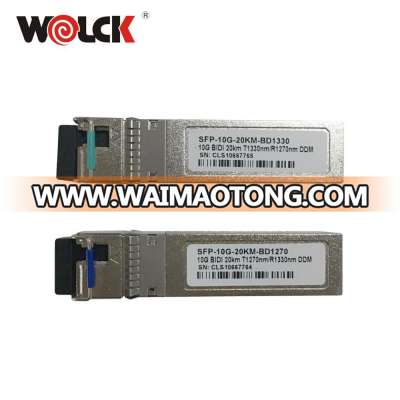 10G SFP 20/40km BIDI Tx1270nm Rx1330nm SFP module for Single fiber